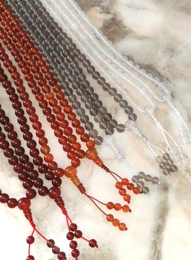 马年开运手持阜新纯天然无优化白玛瑙灰玛瑙念珠佛珠手串108手捻