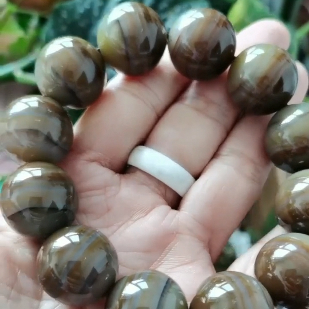 收藏臻品天然玛瑙手串新品阜新本地料男款手链大珠子蛇年大吉特价