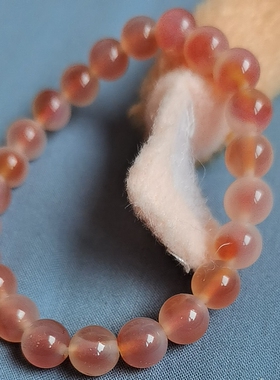 天然桃红玛瑙手串转运珠手链旺桃花本命年新年礼物阜新十家子工厂