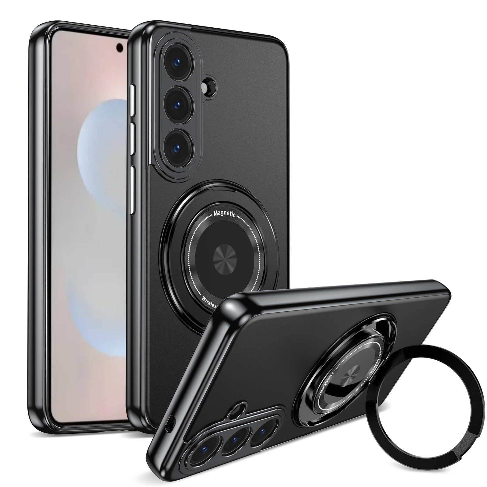 适用超薄三星S26手机壳旋转指环支架magsafe磁吸充S26ultra手機壳case防摔肤感车载全包新款s26puls保护套男