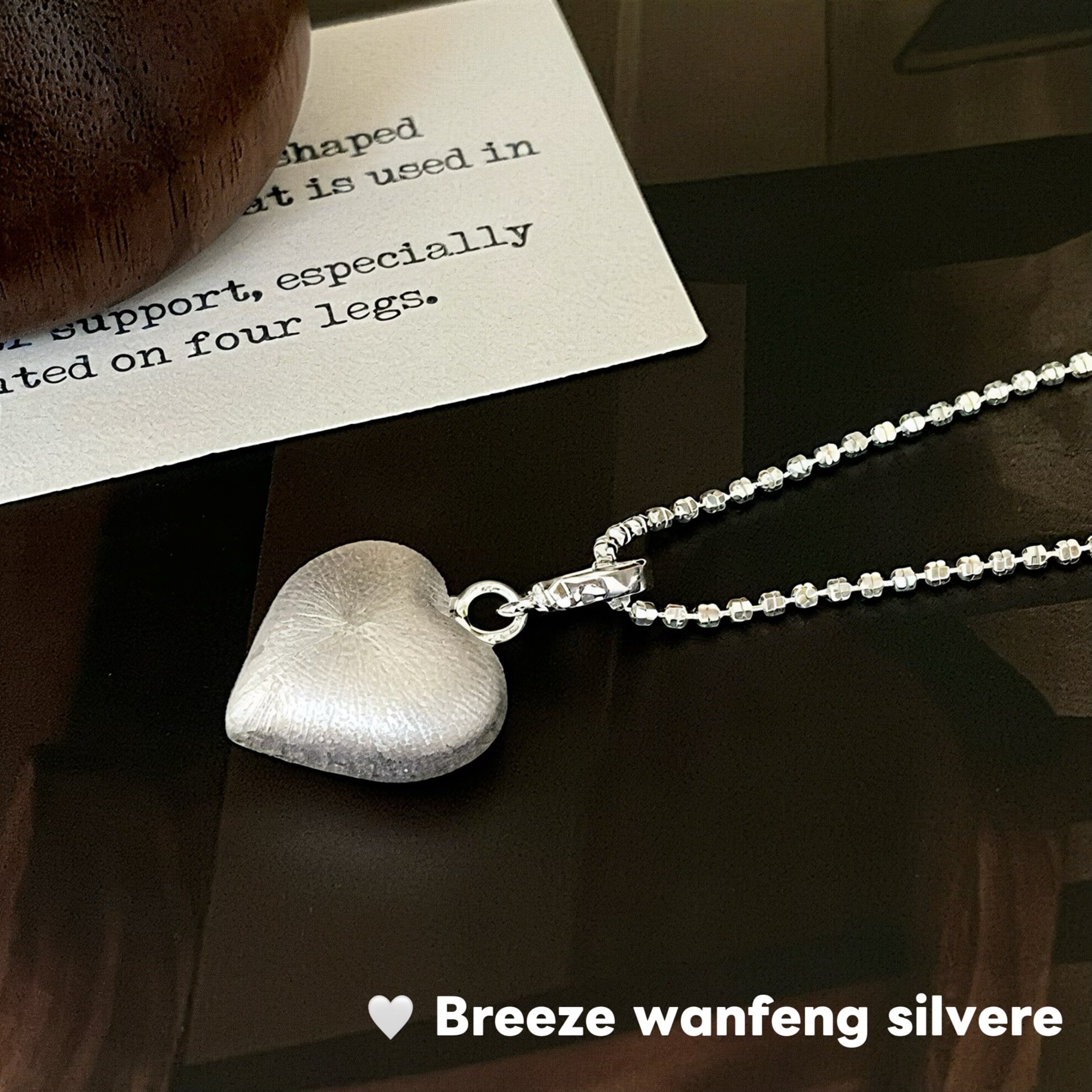 S925纯银磨砂拉丝爱心吊坠女日韩简约气质甜美桃心形锁骨链