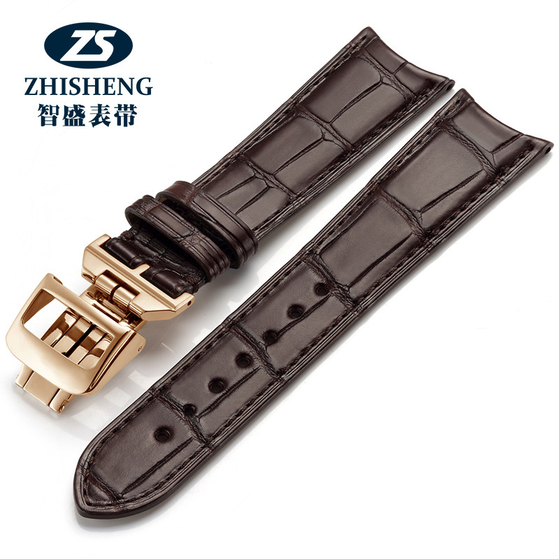 2025新款代用适用于智盛鳄鱼皮手表带真皮男表带配件适用于积家表
