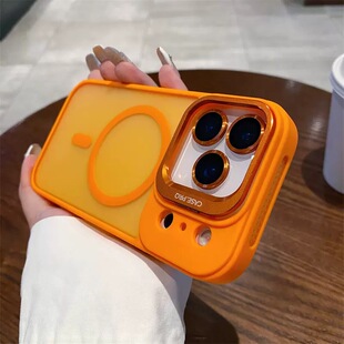 适用苹果17Promax手机壳支架镜头框iPhone16promax新款磁吸13女12防指纹11散热磨砂Air防摔15plus高级感11男