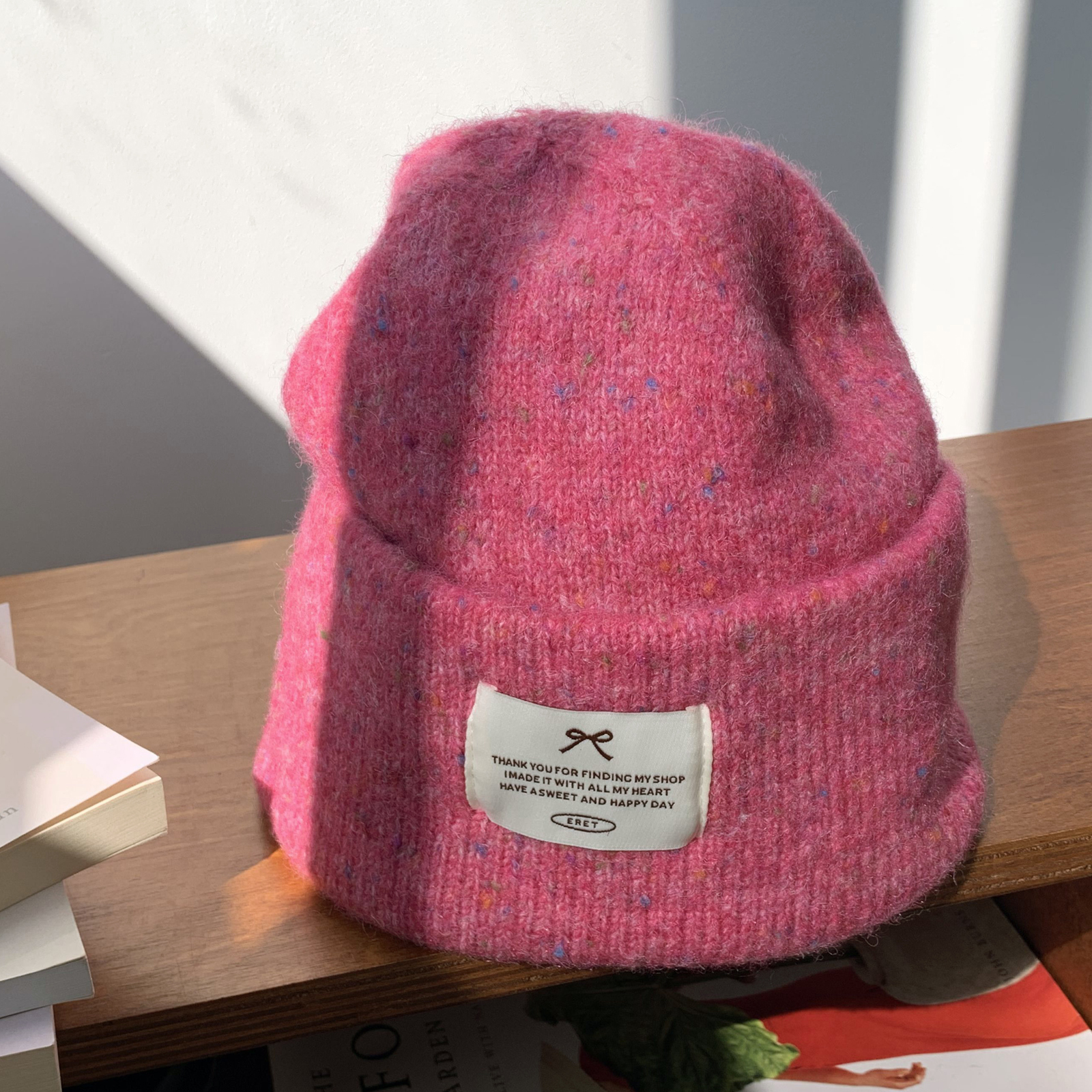 男女百搭字母标杂混色羊毛混纺毛线针织帽子女秋冬季保暖美式冷帽