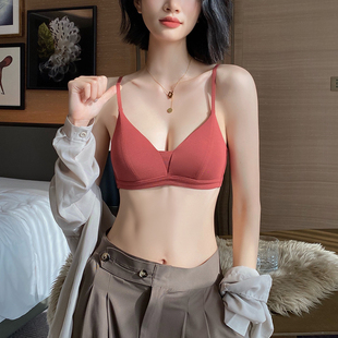 无钢圈内衣女薄款 三角杯文胸不空杯 小胸微聚拢无痕舒适莫代尔法式