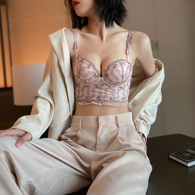 调整型内衣女小胸聚拢收副乳防下垂上托法式蕾丝无钢圈文胸罩套装