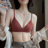 法式 透气舒适莫代尔无钢圈文胸罩 三角杯内衣女小胸平胸不空杯薄款