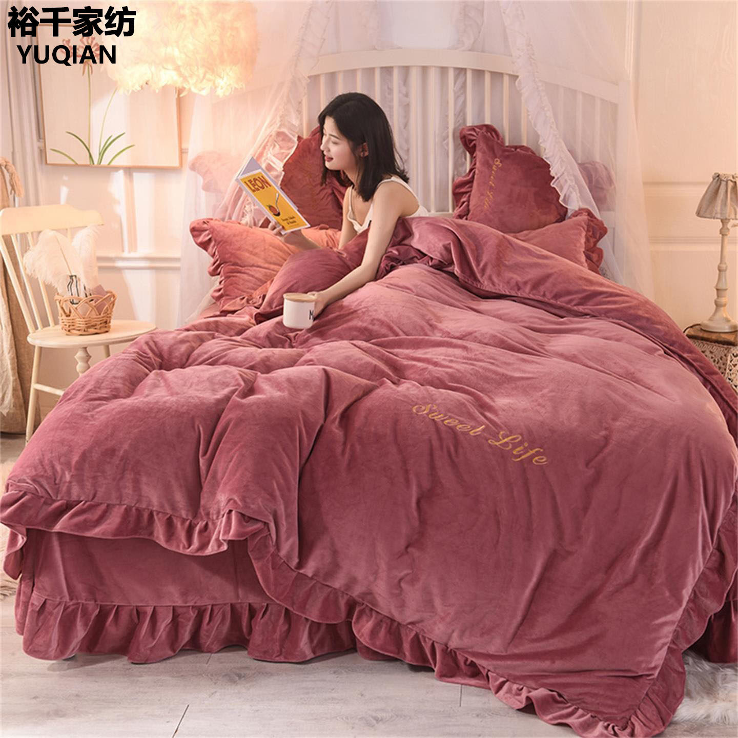 轻奢高端牛奶绒四件套冬季双面珊瑚绒保暖床品2025新款主卧室床单
