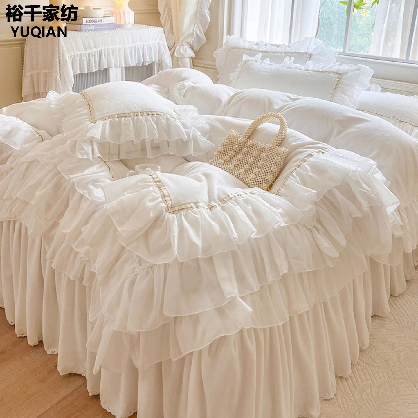 法式公主风冬季牛奶绒四件套加厚床品套件/四件套/多