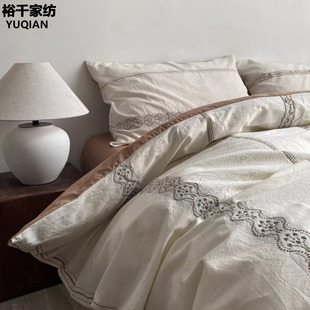 A类母婴级新疆长绒棉全棉四件套100纯棉床品日式色织提花被套床单