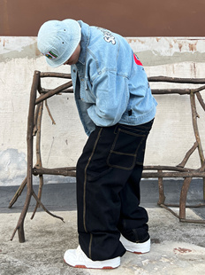 90s复古oldschool经典肥大街舞oversize透气舒适hiphop纯色牛仔裤