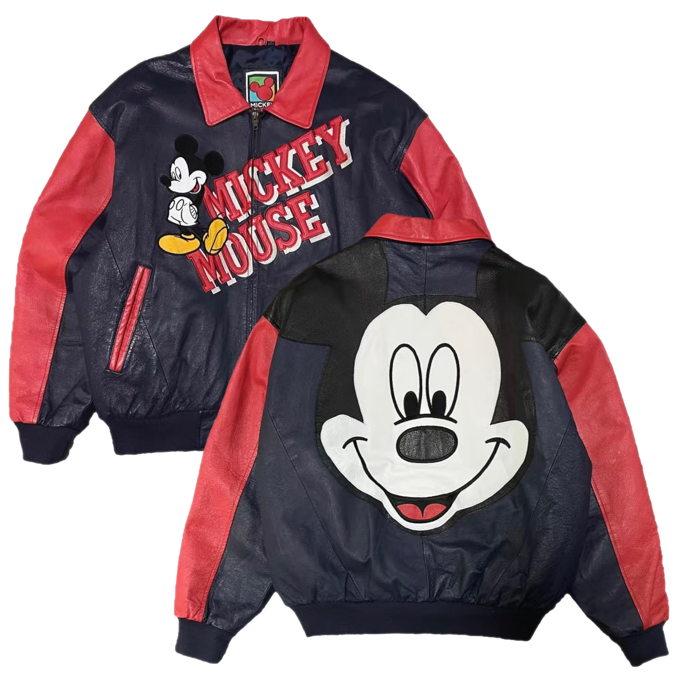 绝版vintage古着Mickey米奇稀有收藏品真皮牛皮皮衣成色非常好