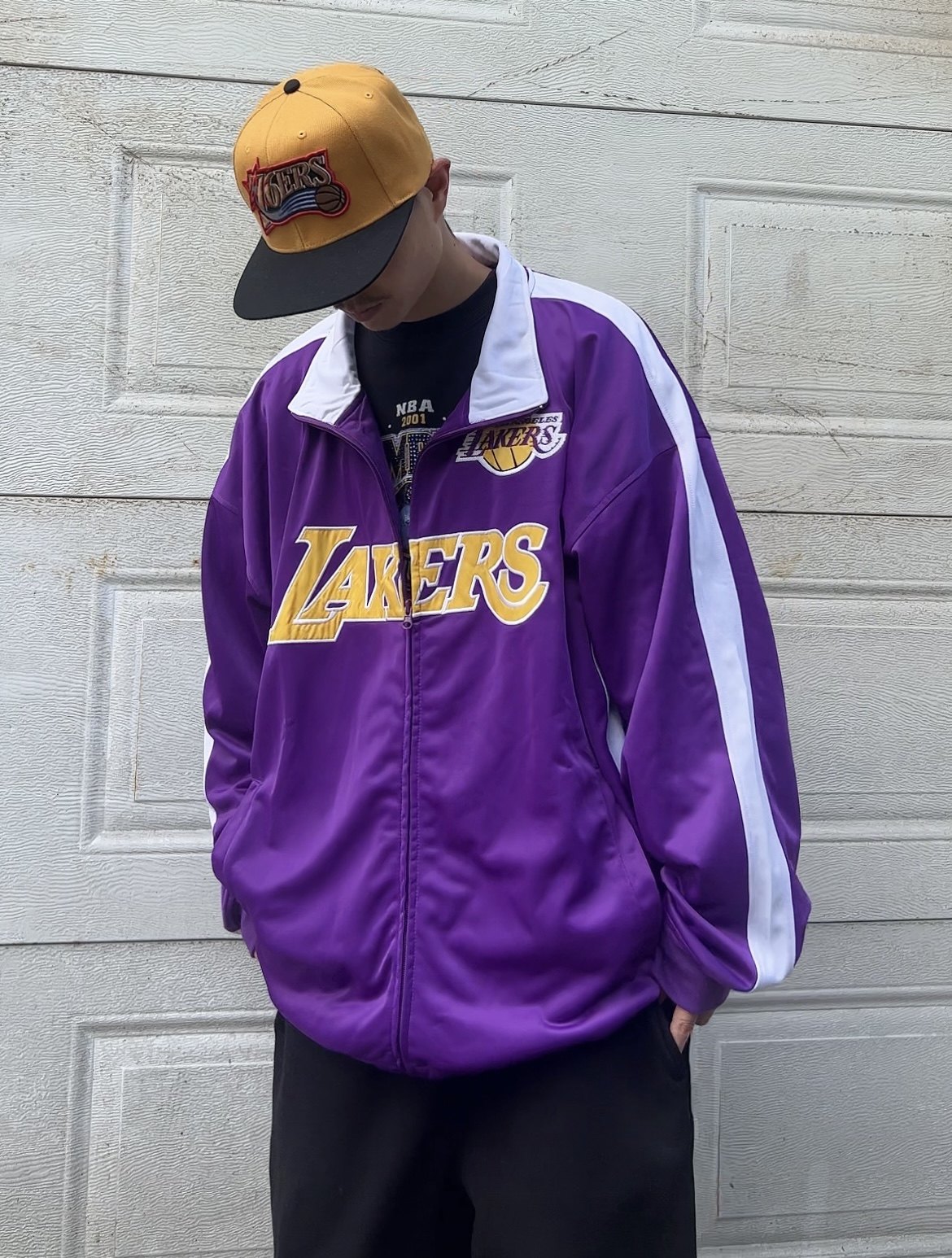 超大码球衣训练服篮球oversize肥大湖人LAKERS运动夹克美版全刺绣