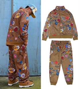 大联盟球衣训练服篮球oversize湖人LAKERS运动夹克美版 美式 套装