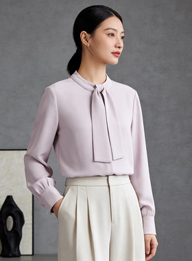 FORE* 轻奢高级感领结长袖套头衬衫女新款秋显瘦衬衣上衣别致小衫