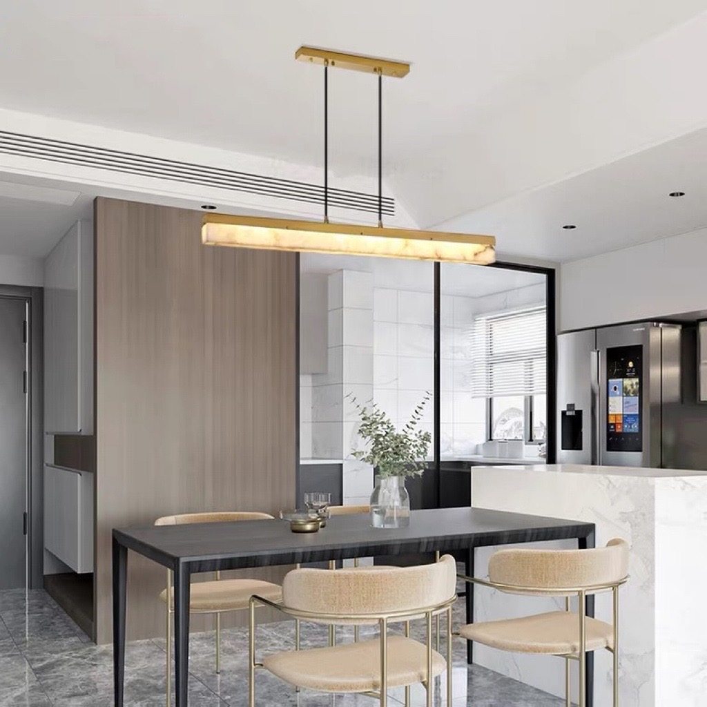 广东中山古镇新中式全铜云石餐厅吊灯别墅茶室样板房极简