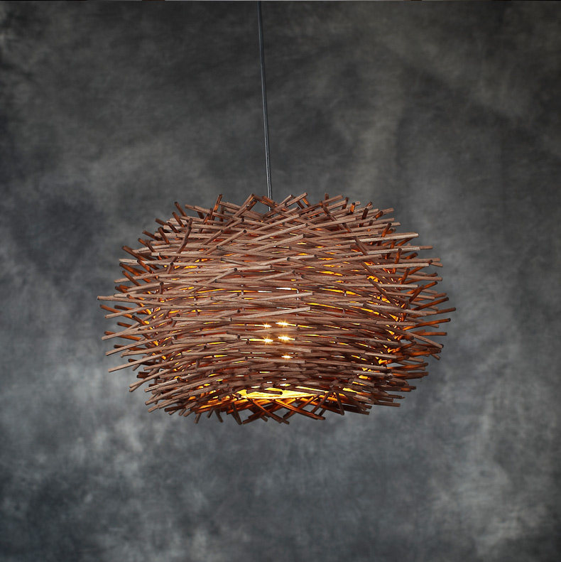 美式乡村藤椅竹编鸟巢吊灯单头阳台网吧台西餐厅艺术青年旅社灯具,家装灯饰光源,客厅吊灯,淘宝优惠券,粉丝福利购,淘宝优惠卷