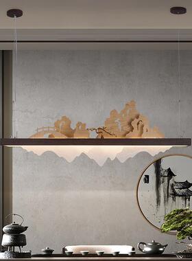 极简中国风禅意餐厅吊灯新中式设计师山水长条灯创意新款茶室吧台
