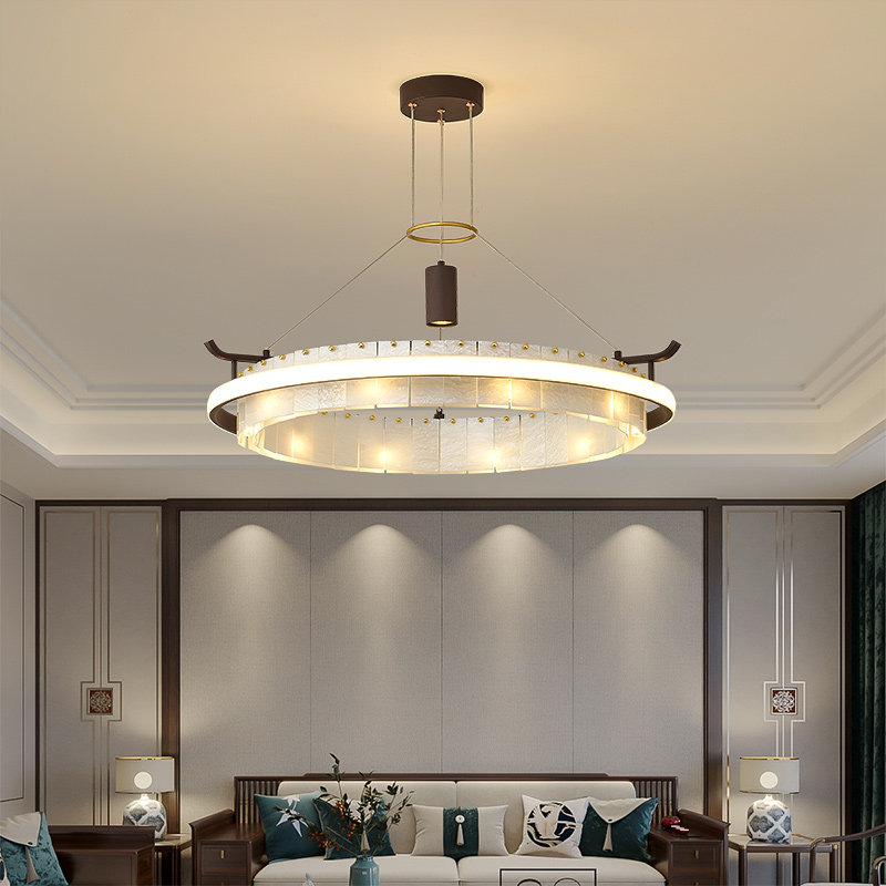 极简新中式吊灯带射灯创意圆形设计师中国风饭店酒店包厢包间餐厅,家装灯饰光源,酒店/宴会厅/餐饮吊灯,淘宝优惠券,粉丝福利购,淘宝优惠卷