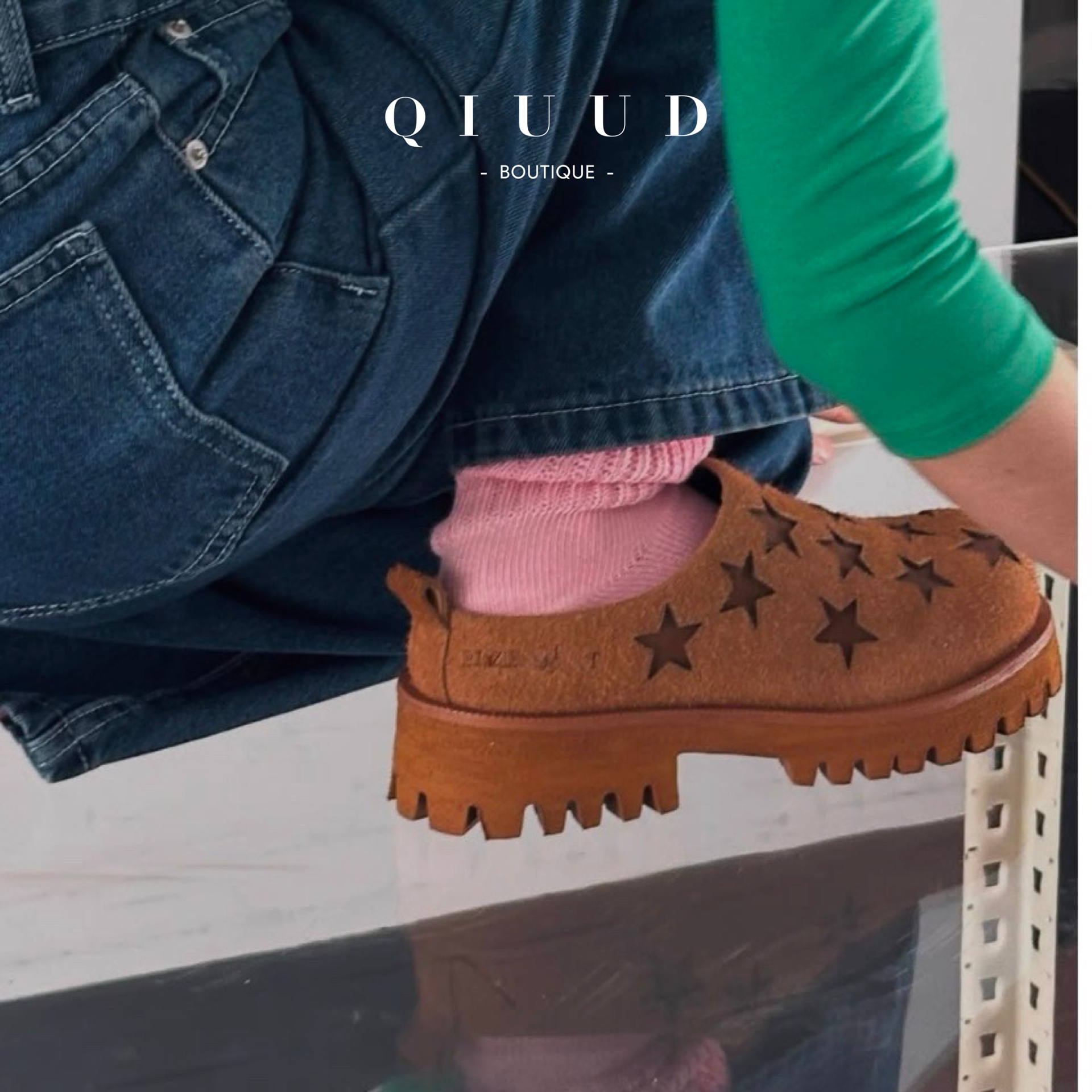 QIUU小众设计星星复古勃肯鞋
