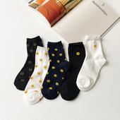 笑脸袜子chic韩风简约纯色四季 中腰袜韩国进口纯棉休闲女袜潮新款