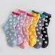 韩国花朵袜子东大门进口拼色秋冬纯棉中筒女袜lao乾妈
