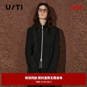 TI尤缇2025冬季 专柜新款 深灰色双拉链正肩短外套简约运动上衣女