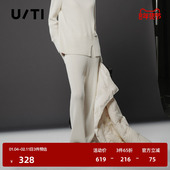 TI本白色肌理感棉羊毛休闲裤 冬季 女装 百搭绒直筒裤 尤缇时尚 新款