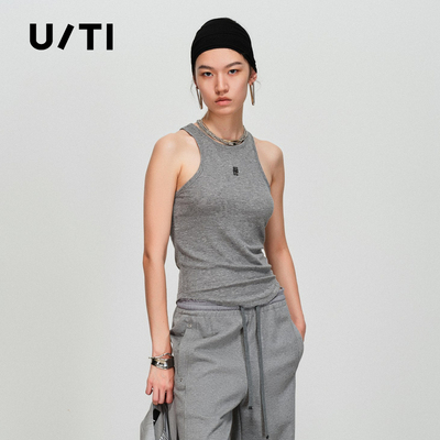 U/TI工字挖肩针织背心女显瘦外穿遮副乳圆领吊带尤缇2026春季新款
