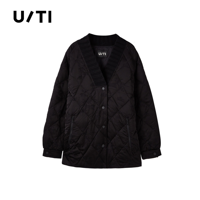 U/TI新中式提花羽绒服女国风设计感轻量廓形外套尤缇2025冬季新款
