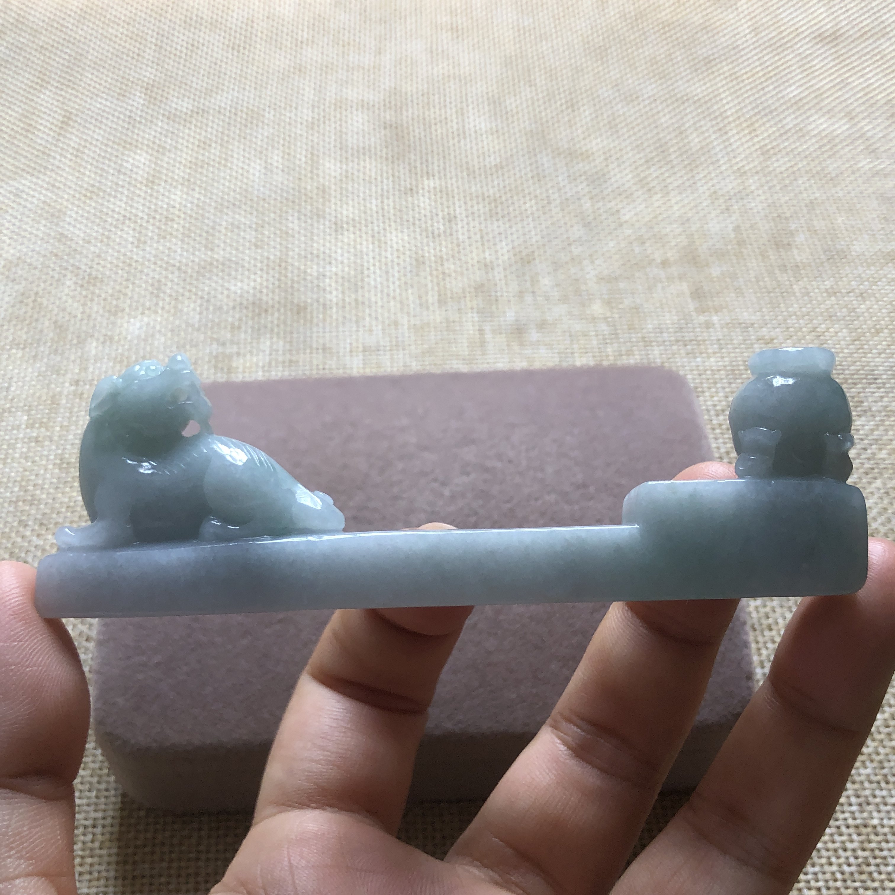缅甸玉石A货翡翠玉雕玉器文玩冰糯种招财貔貅香插迷你小摆件捡漏