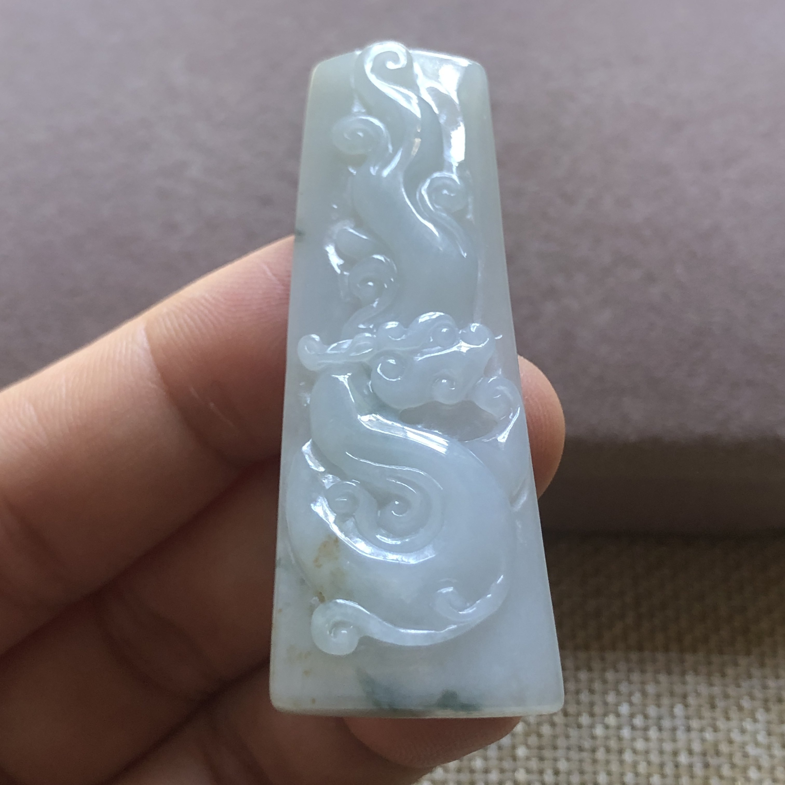 缅甸玉石A货翡翠玉雕玉器文玩冰糯种飘花仿古龙玉牌挂件吊坠捡漏