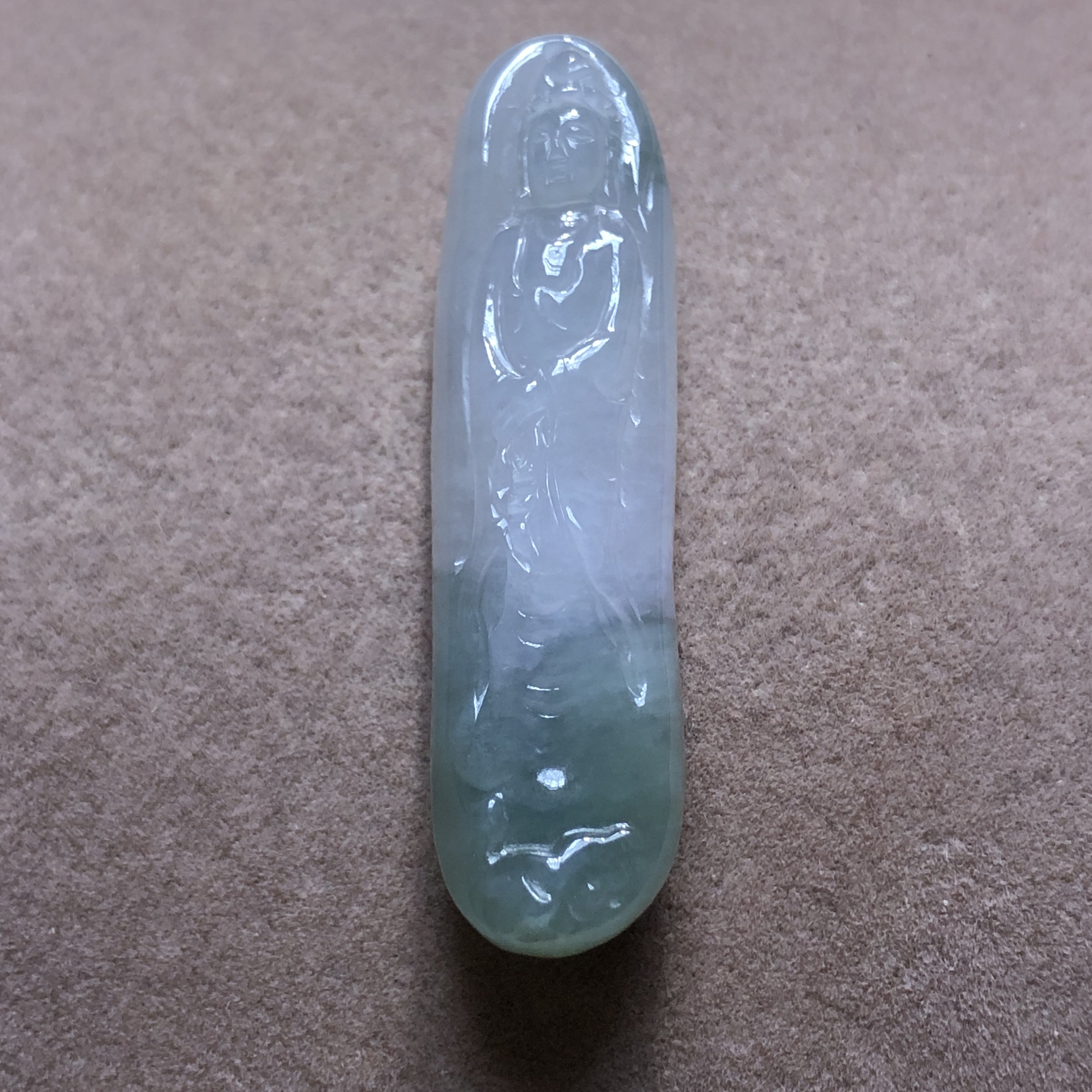 缅甸玉石A货翡翠玉雕玉器文玩老坑料冰糯种站观音挂件吊坠捡漏价