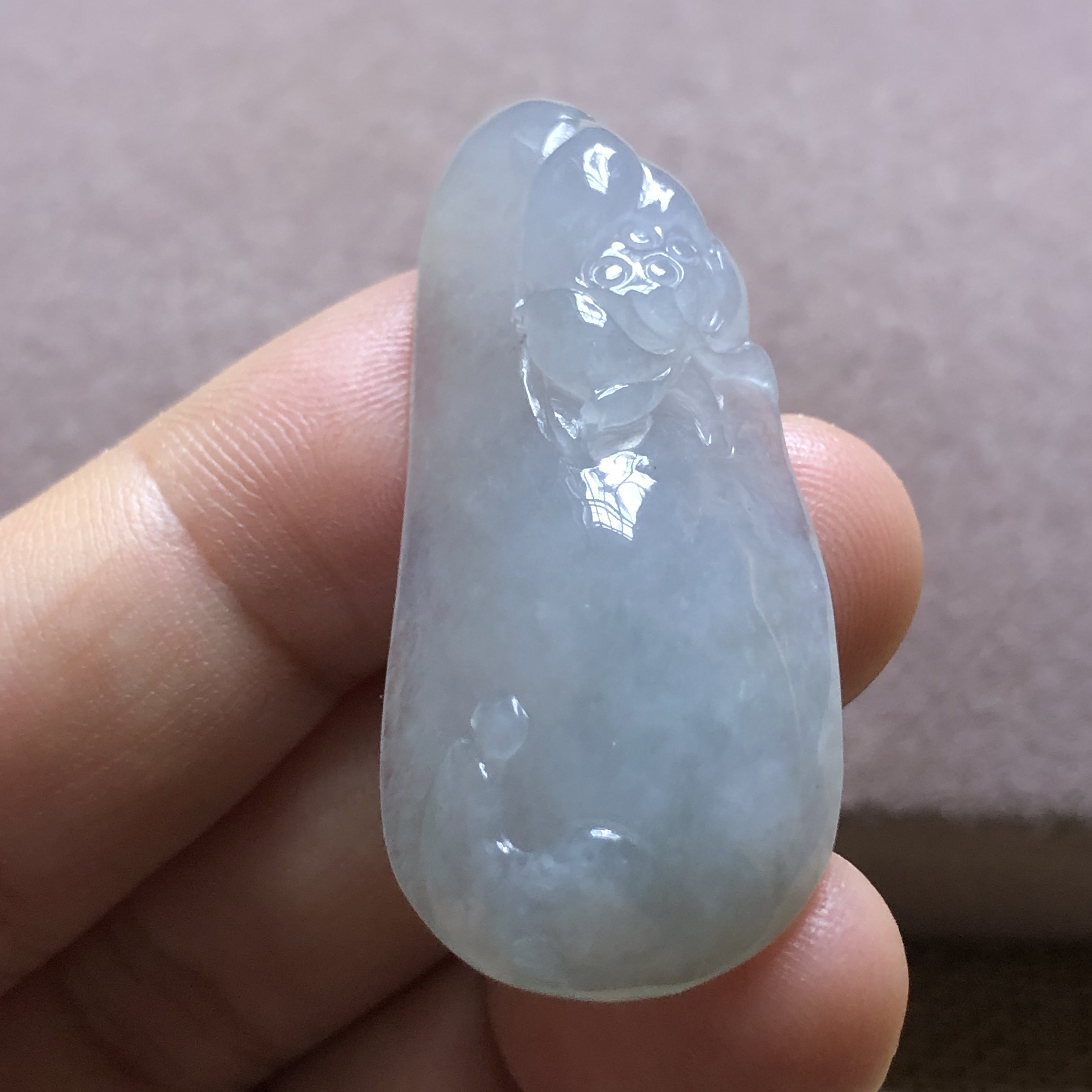 缅甸玉石A货翡翠玉雕玉器文玩老坑料冰润莲花悟道小玉牌挂件吊坠