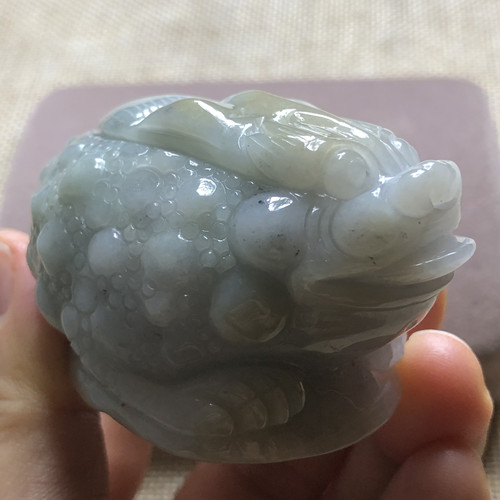 缅甸玉石A货翡翠玉雕玉器文玩冰糯种招财金蟾迷你小摆件捡漏价