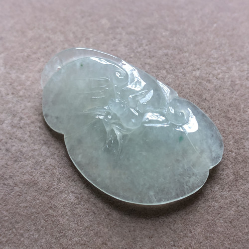 缅甸玉石A货翡翠玉雕玉器文玩老坑料冰种知足常乐如意挂件吊坠