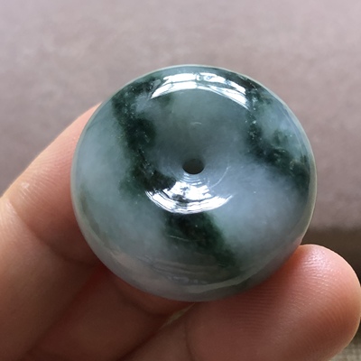 缅甸玉石A货翡翠玉器文玩冰糯种飘花厚装平安扣面包扣肥扣子吊坠