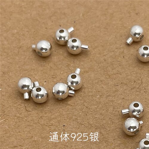 S925纯银项链手链钢丝线串珠线打结定位珠收尾固定扣夹扣银饰配件