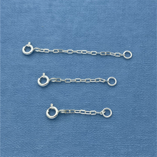 s925纯银项链延长链加长链手工diy双扣手链接头扣子细方形十字链