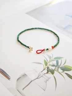 VerGem原创天然孔雀石手链女小众设计五行喜木火手串