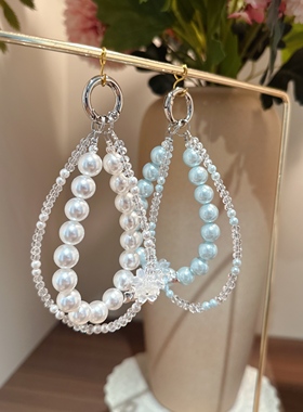 珠圆玉润~精致水滴形珍珠串珠手机链蝴蝶结包包挂件钥匙扣百搭