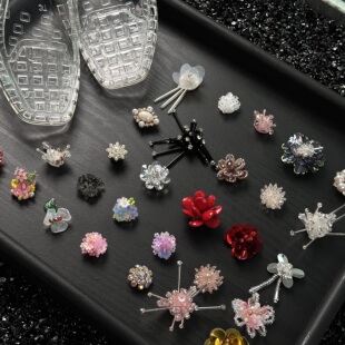 适配于heavenlyjelly韩版透明果冻鞋配饰鞋花透明水晶鞋装饰