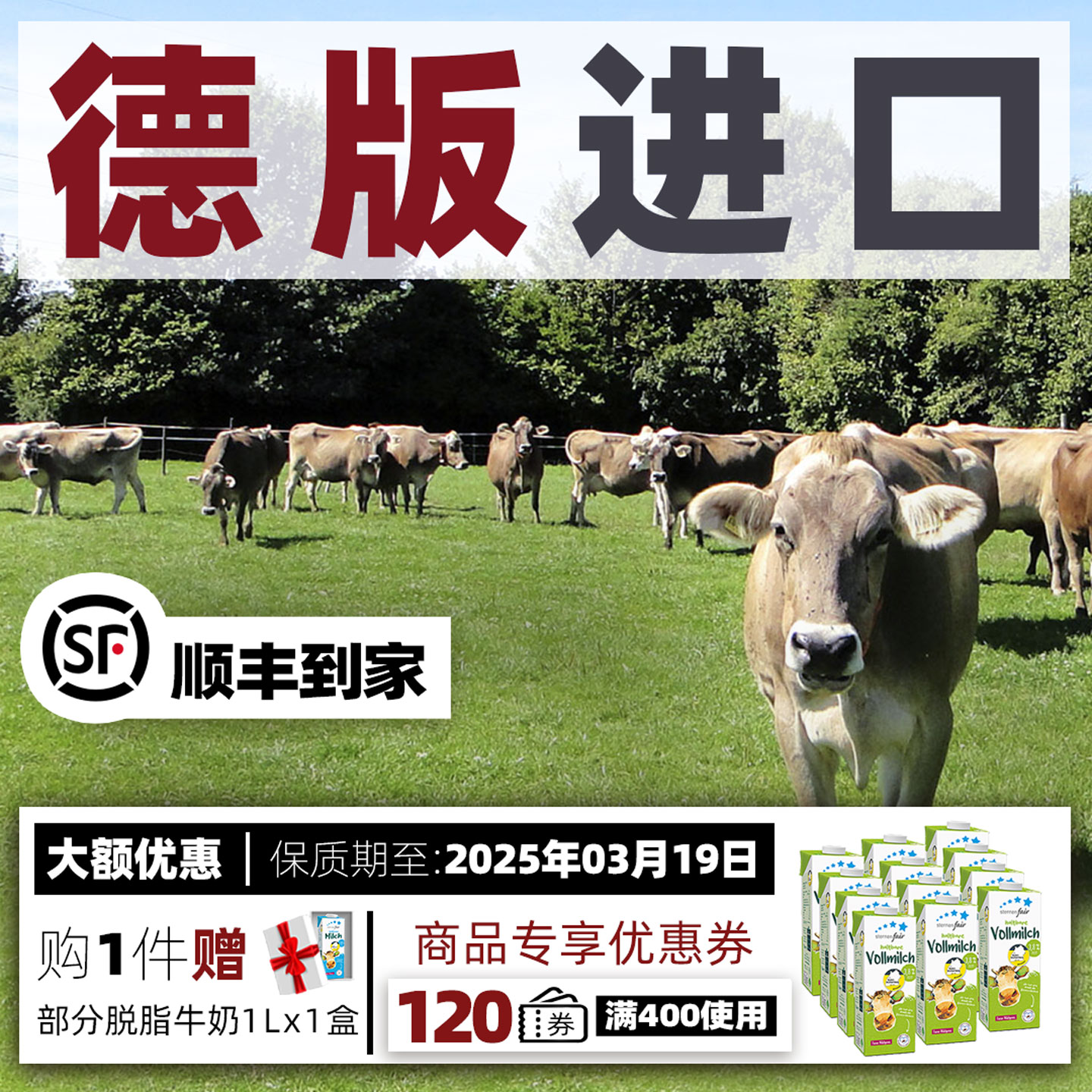 喜德宝德文版原装进口全脂纯牛奶