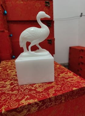 天然玉石仙鹤长寿祥瑞摆件招财长生不老工艺品送老人长辈礼品