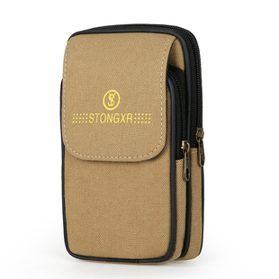 手机腰包多功能横竖帆布手机袋挂包男穿皮带手机套腰带腰包