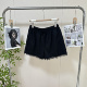 显瘦百搭休闲黑色短裤 深圳南油2025春夏新款 蕾丝抽绳松紧腰短裤