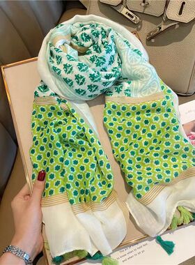 四季通用流苏小清新女棉麻围巾