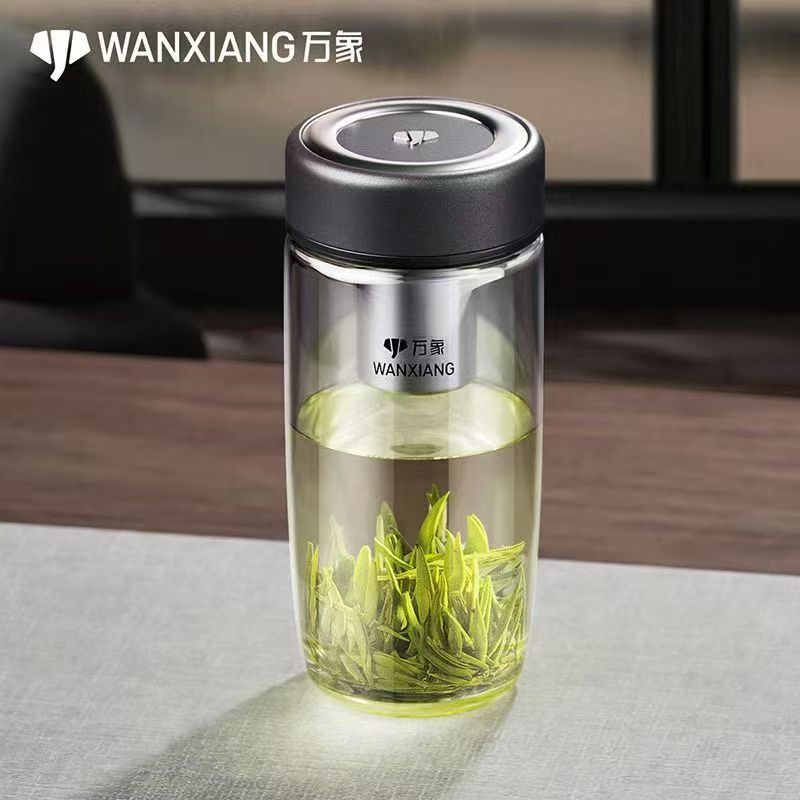 万象单层玻璃杯子加厚男女泡茶杯家用商务办公时尚曲线大肚水杯图片