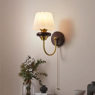 法式壁灯中古床头客厅复古卧室床头灯美式过道实木走廊背景墙灯具