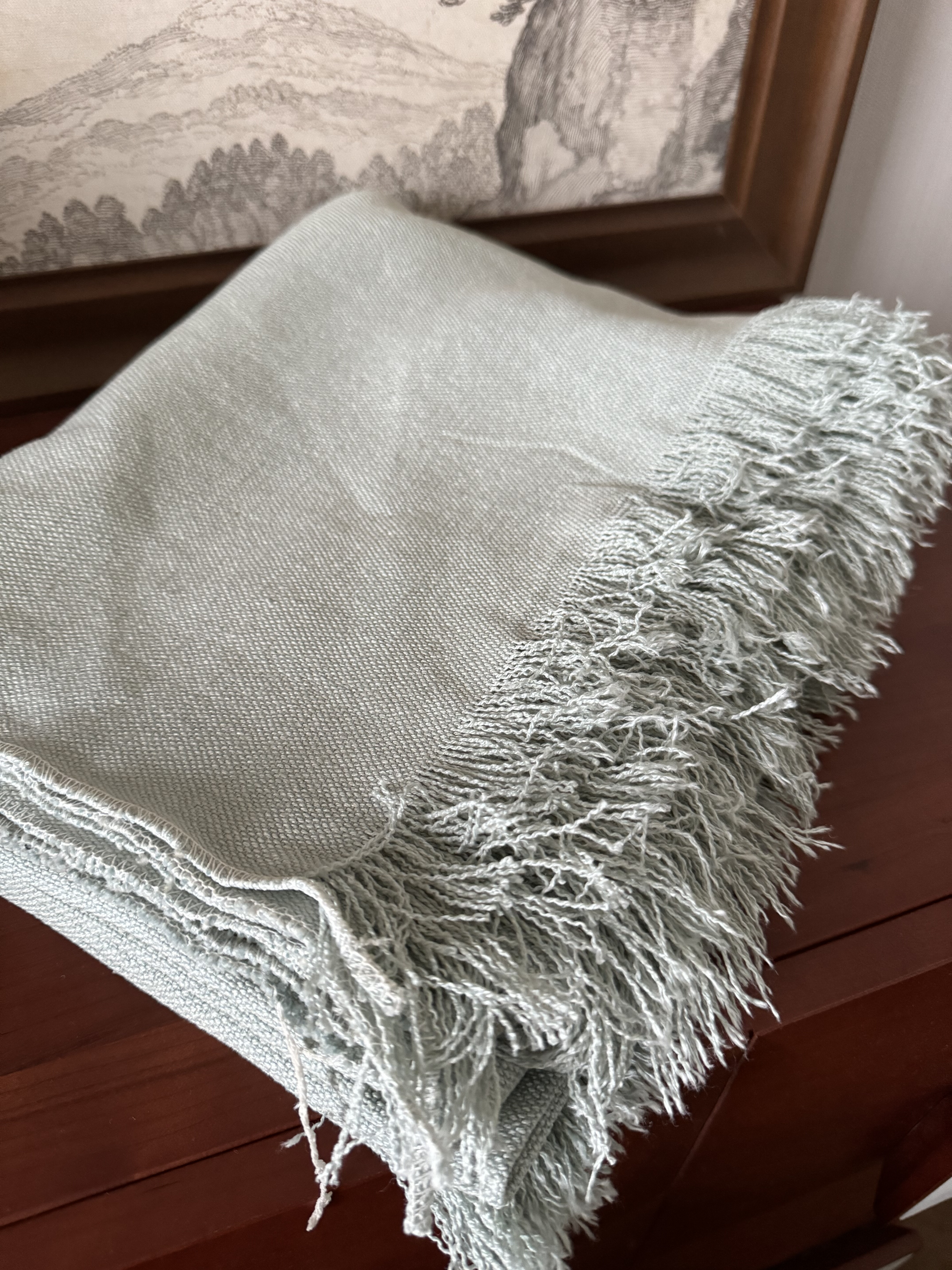 外贸出口加厚纯色素色亚麻手工流苏毯子凉爽透气沙发巾床尾毯汗麻